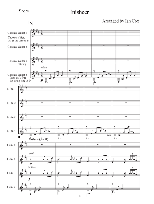 Inisheer (Arr. Ian Cox) - Traditional Irish Melody (Guitar Ensemble)