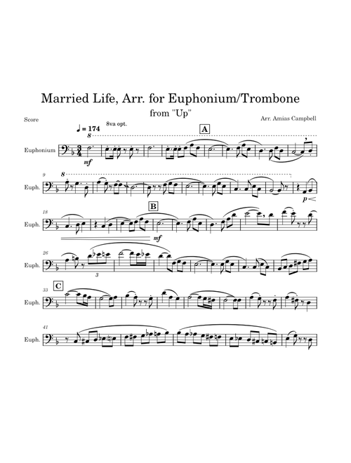 Up - Married Life, Arr. for Trombone/Euphonium