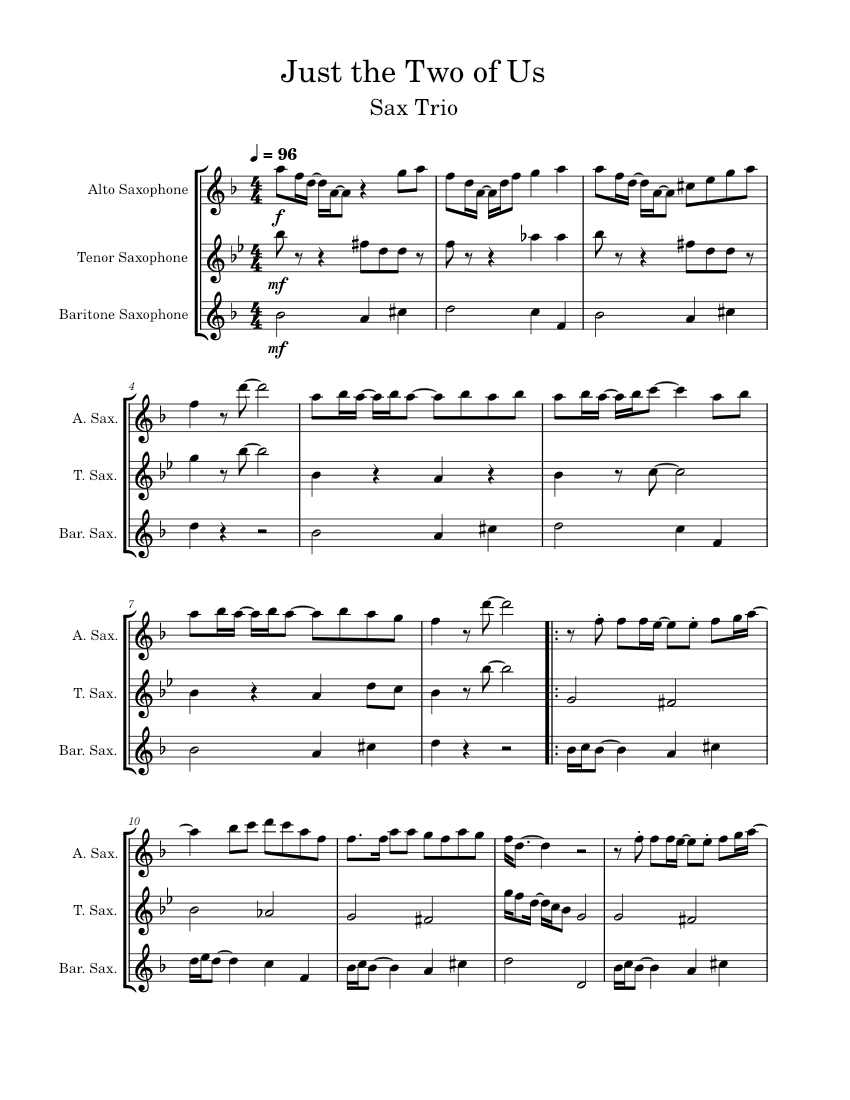 Just the two of us Bill Withers Just the Two of Us Sax Quartet WIP Sheet music for Saxophone alto Saxophone tenor Saxophone baritone Saxophone Ensemble Musescore