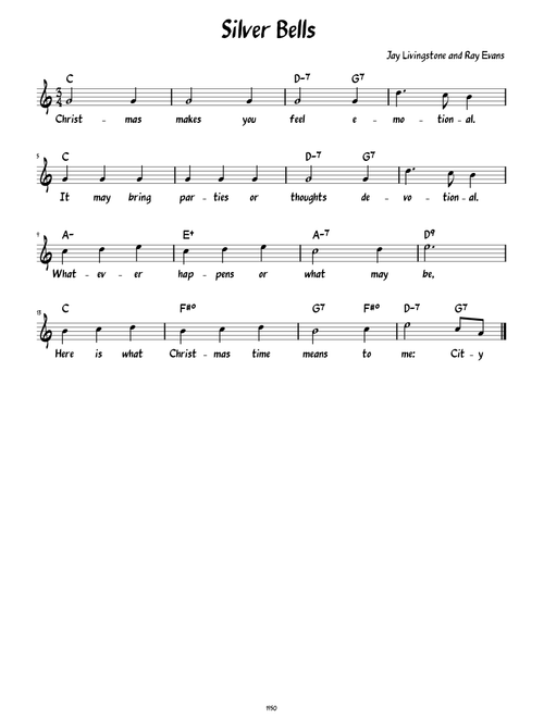 Silver Bells (lead sheet with lyrics and verse )