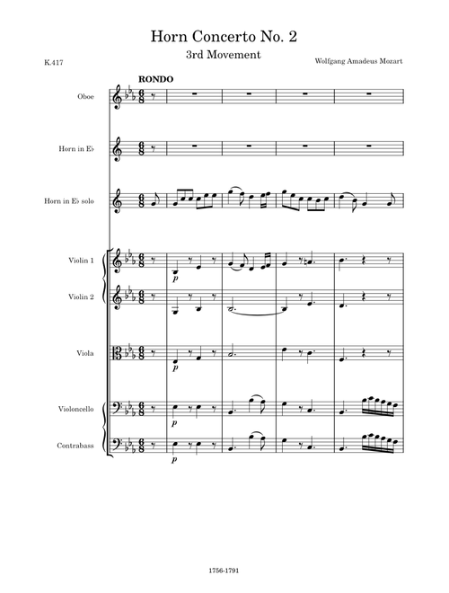 Horn Concerto No. 2 in E-flat Major, K.417, 3rd Movement (Rondo: Più Allegro) – W. A. Mozart