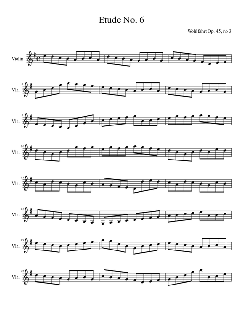 Wohlfahrt Op. 45 No 3 Etude No. 6