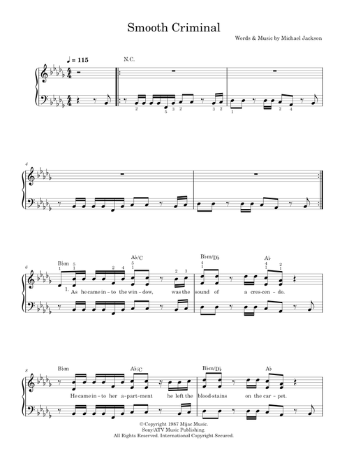 Smooth Criminal - Michael Jackson (Easy Piano)