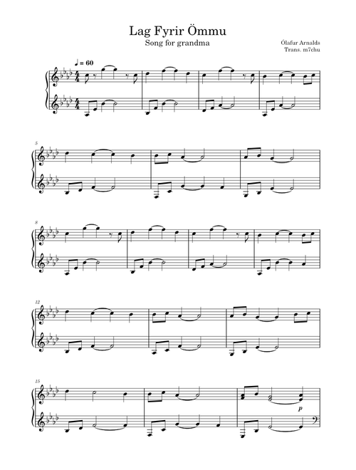 Lag Fyrir Ömmu(Song for grandma) — Ólafur Arnalds