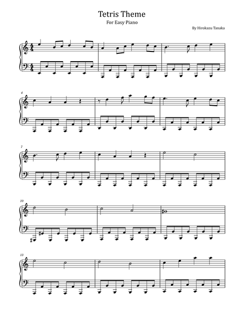 Tetris Theme (Korobeniki) - For Easy Piano (Arr. poon) - Hirokazu Tanaka (Easy Piano)
