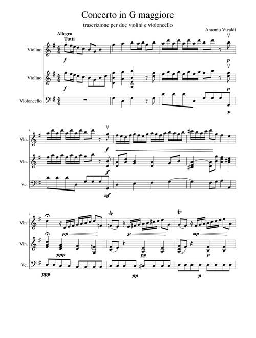 Vivaldi Violin Concerto in G major Op. 3 n. 3 RV 310