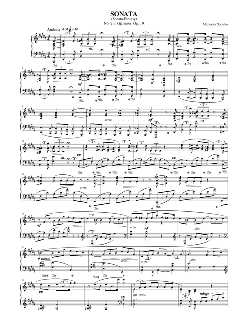 A. Scriabin: Piano Sonata No.2 in G♯ minor, Op.19