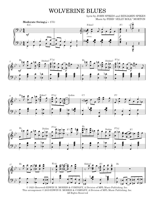 Wolverine Blues [Jazz version] - Jelly Roll Morton (Piano Solo)