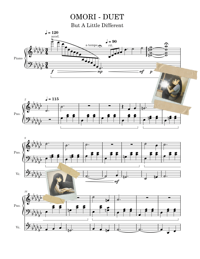 OMORI DUET SPOILERS Depressing Version Sheet music for Piano