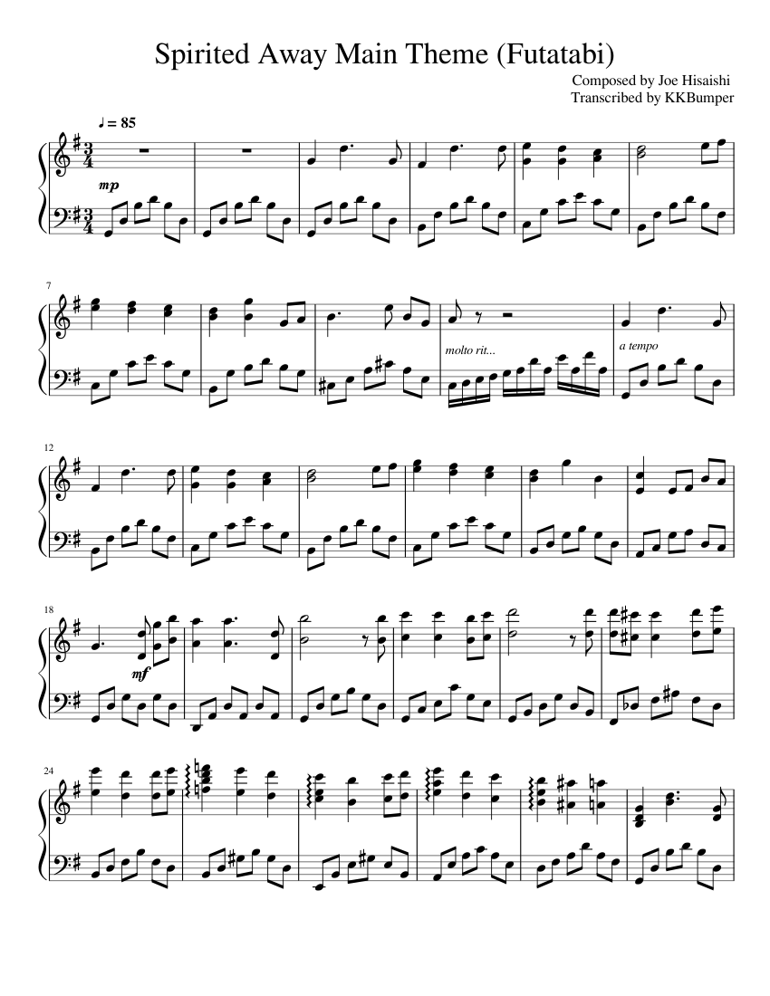 Spirited away musescore top
