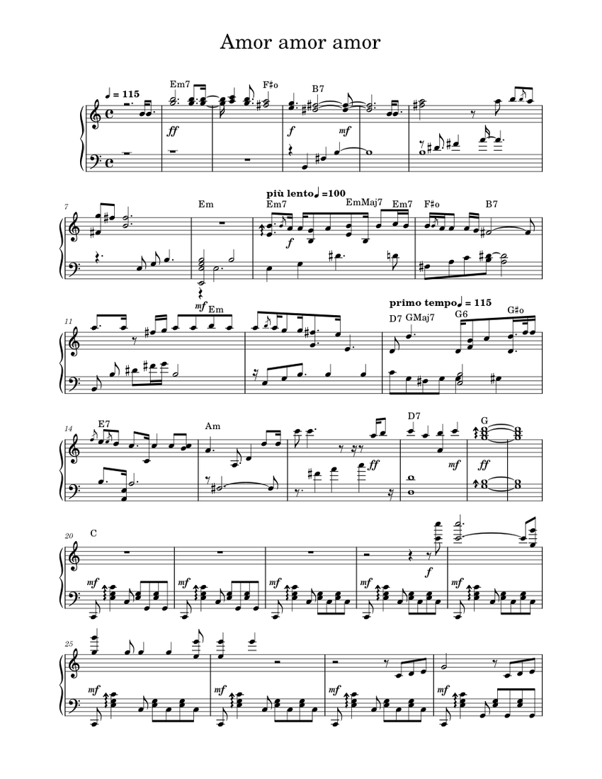 Amor amor amor Sheet music for Piano (Solo) | Musescore.com