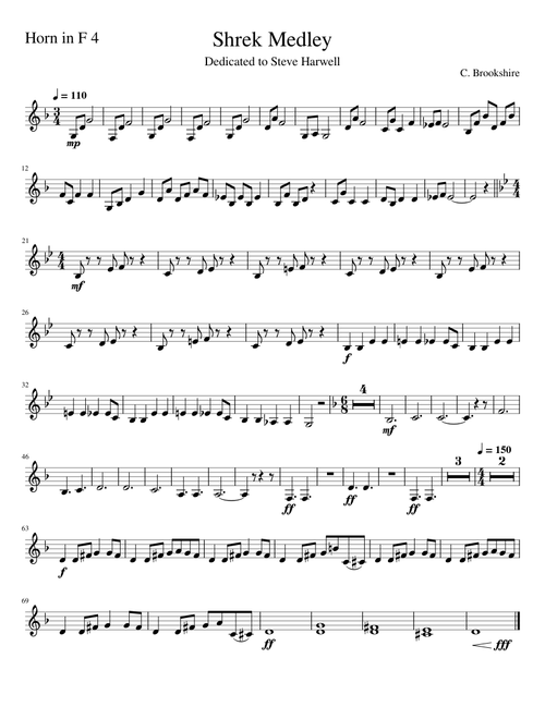 Shrek – Dreamworks Shrek Medley - Horn in F 4