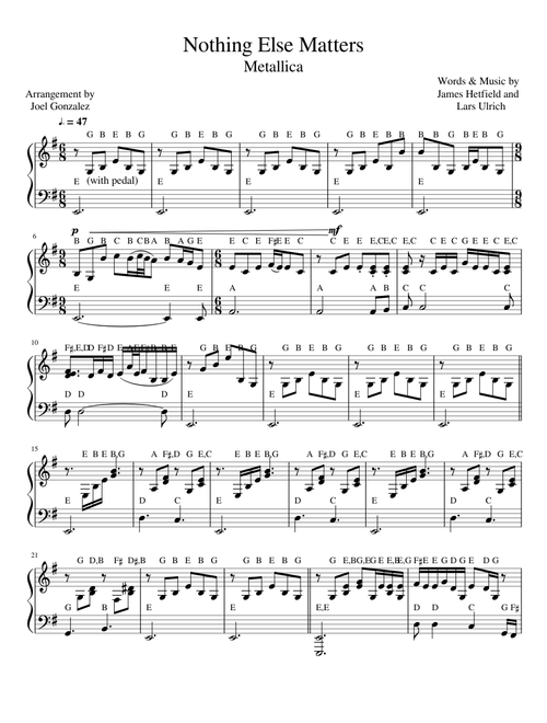 Metallica Nothing Else Matters piano solo