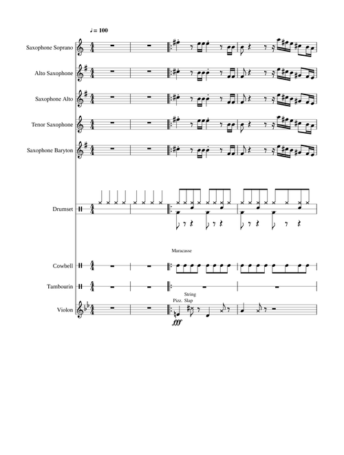 AC/DC Black in Black arrangement saxophones