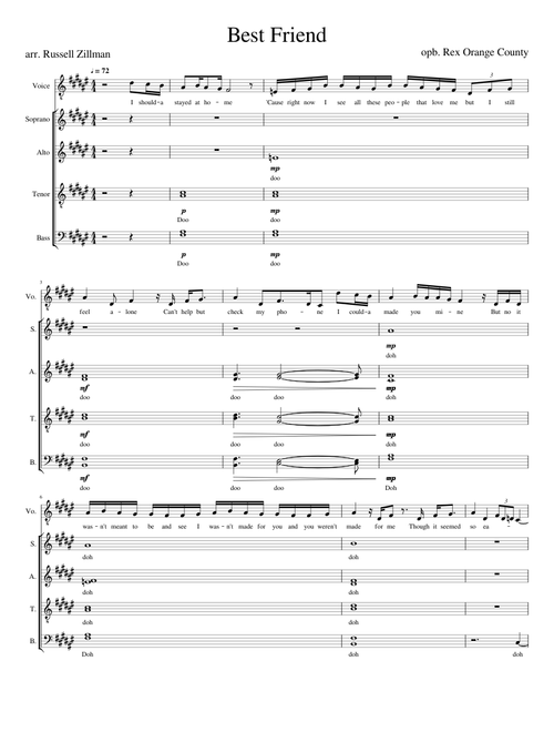 Best Friend (Rex Orange County) - [SATB A Capella]