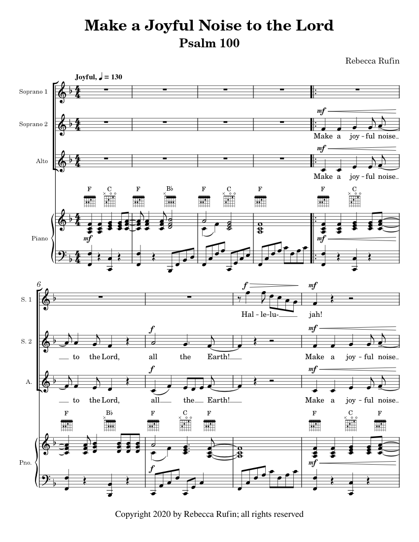 Make a Joyful Noise to the Lord - Rufin Sheet Music with Chords for ...
