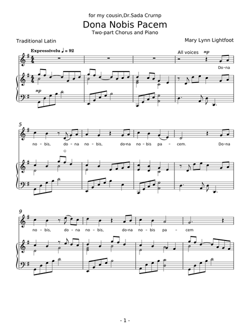 Dona Nobis Pacem - Mary Lynn Lightfoot
