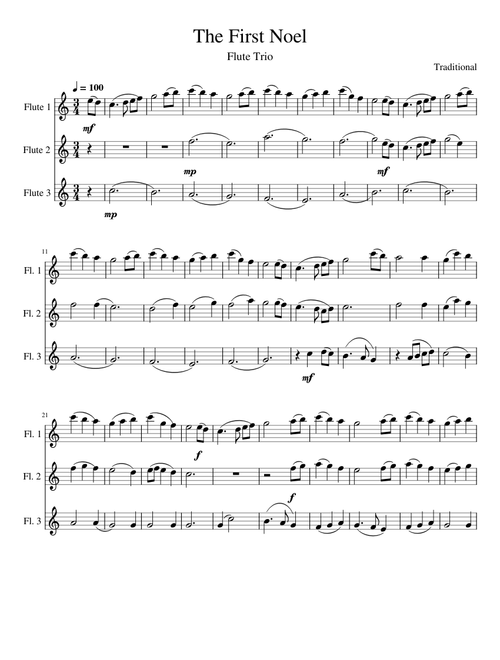 The First Noel for Flute Trio