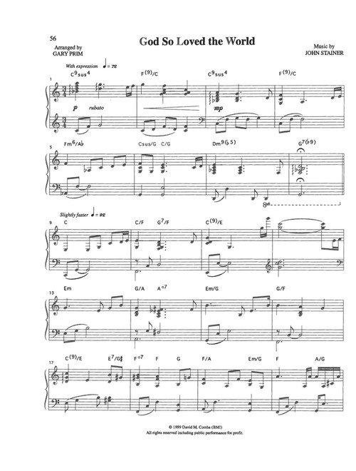 God So Loved the World (Arr. Gary Prim) - John Stainer (Piano Solo)