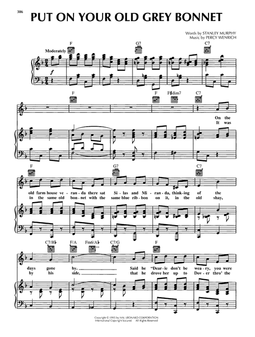 Put On Your Old Grey Bonnet - Stanley Murphy, Percy Wenrich (Piano-Vocal-Guitar)