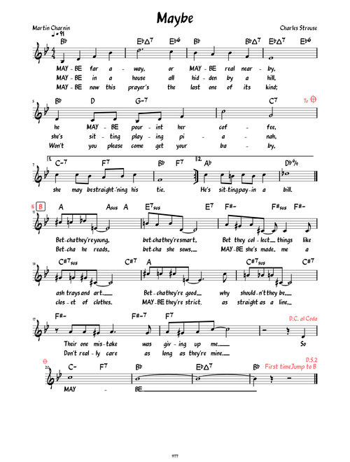 Maybe from "Annie" (Lead sheet with lyrics )