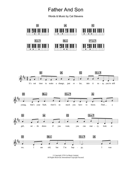 Father And Son - Boyzone, Cat Stevens, Rod Stewart (Piano Chords-Lyrics)