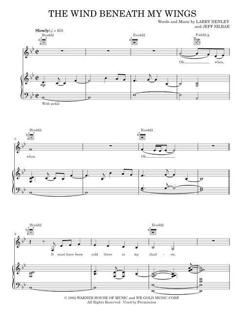 Wind Beneath My Wings, The - Bette Midler (Piano Vocal)