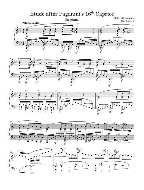 Étude after Paganini's 16th Caprice - R. Schumann, Op. 3, No. 6