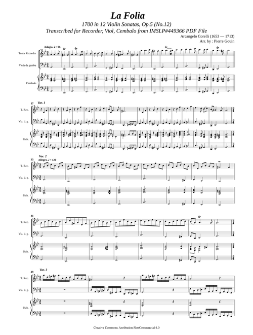 Corelli, A. _ Violin Sonata Op.5 No.12 d-moll 'La Follia'   [Rec, Viol, Hch]