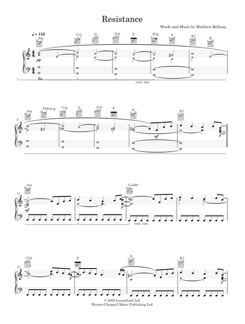 Resistance - Muse (Piano-Voice-Guitar)