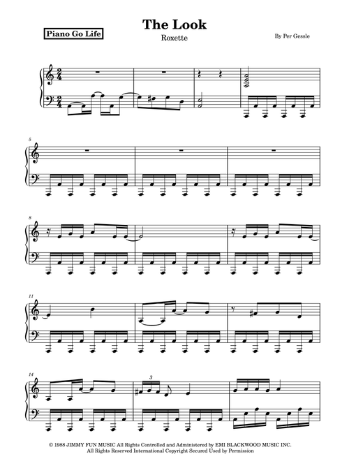 The Look (Arr. Piano Go Life) - Roxette (Piano Solo)