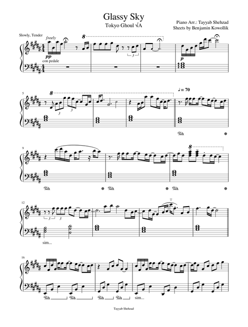Glassy Sky - Piano Arrangement