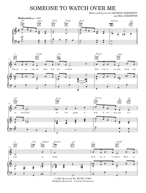 Someone To Watch Over Me - George Gershwin, Ira Gershwin (Piano-Vocal-Guitar)