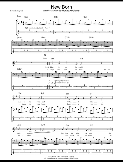 New Born - Muse (Bass Tab)