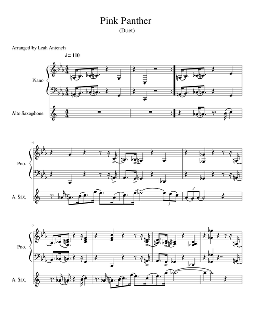 Pink Panther - Piano and Alto Saxophone