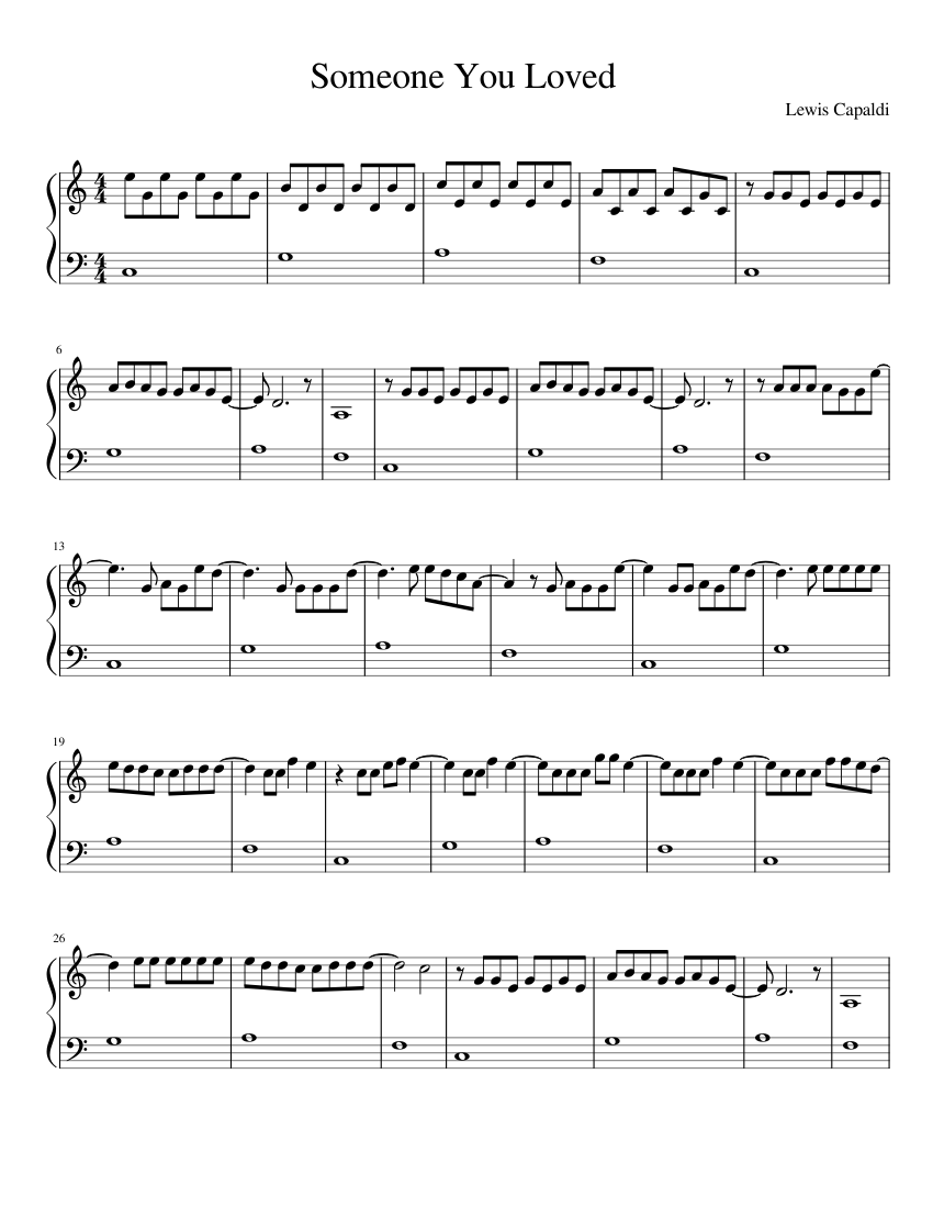 Someone you loved simple piano clearance