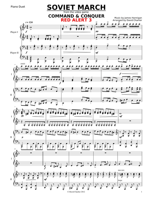 Command & Conquer Red Alert 3 - Soviet March (piano duet)