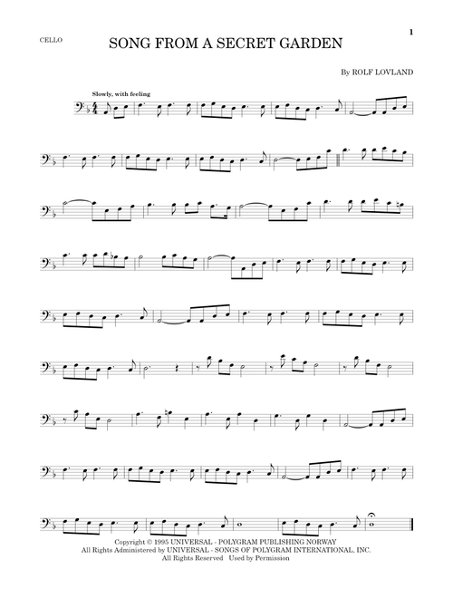Song From A Secret Garden (Cello Solo)
