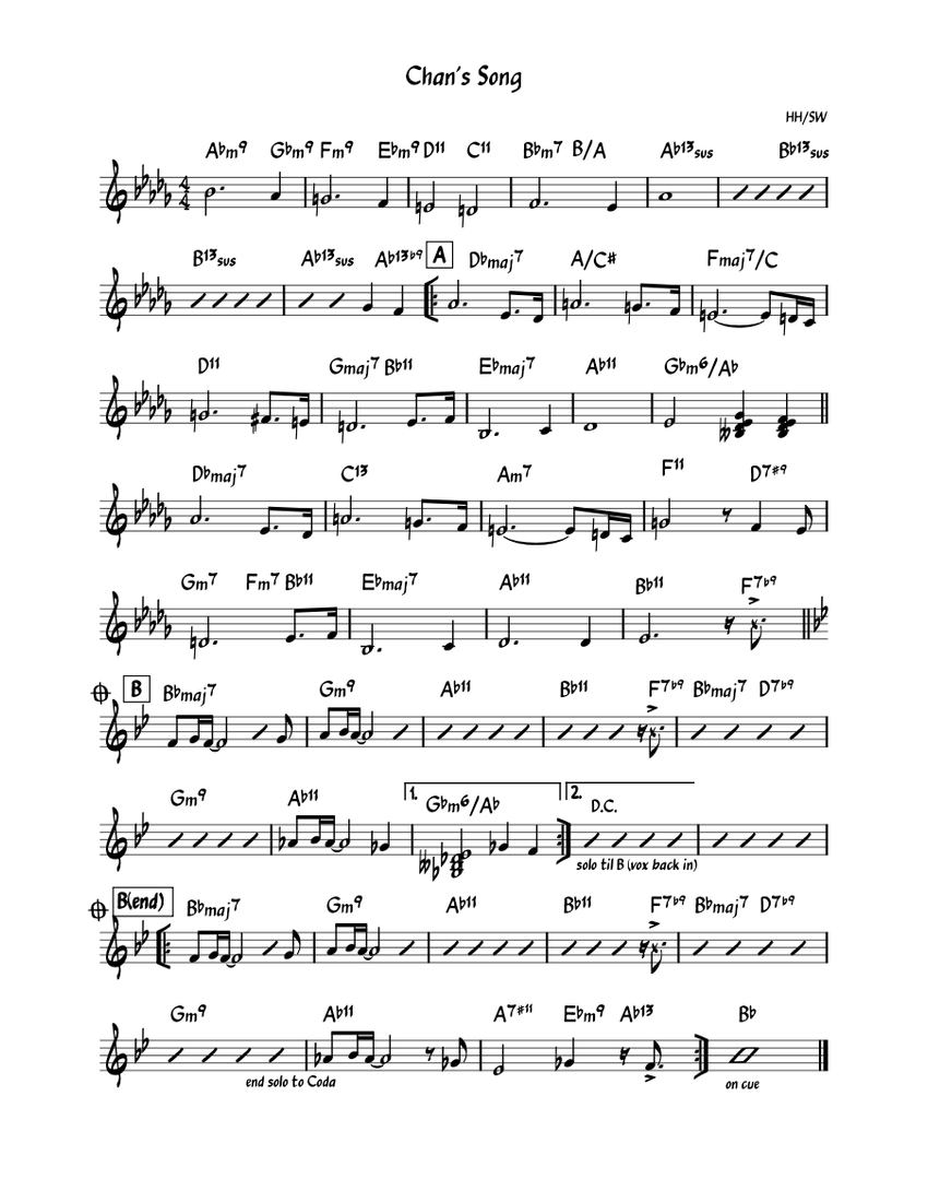 Never said (Chan's Song) – Herbie Hancock Sheet Music with Chords