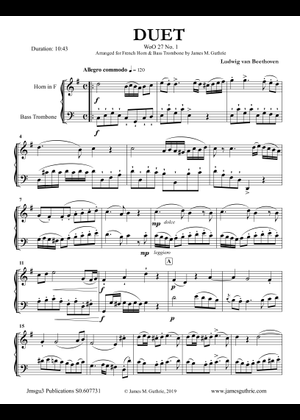 Play Official version of Three Duets WoO 27 Sheet Music by Ludwig