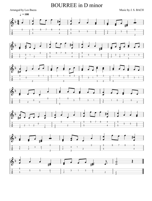 BOURREE in D minor (Arr. Leo Baeza) - J. S. Bach (Ukulele)