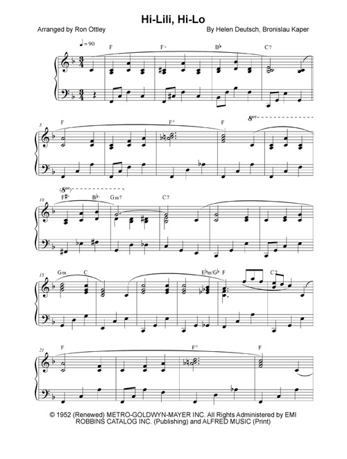 Hi-Lili, Hi-Lo (Arr. Ron Ottley) - Bronislau Kaper, Helen Deutsch (Piano Solo)
