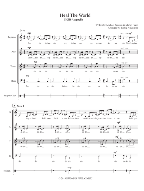 Heal The World - Acapella (Arr. Yoshie Nakayama) - Michael Jackson (Choral, SATB)