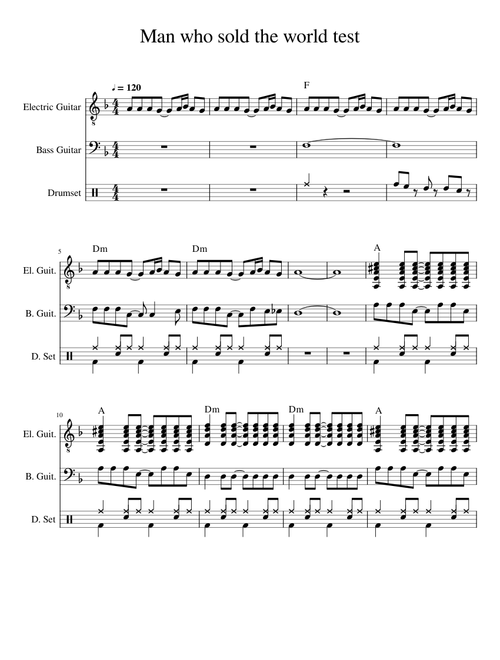 Man who sold the world no piano