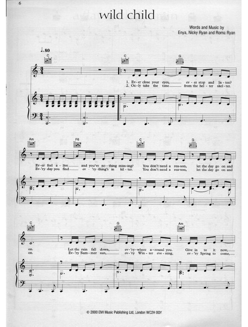 Wild Child (Arr. Unknow) - Enya (Easy Piano)