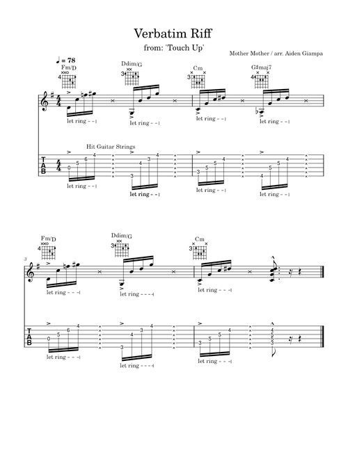 Verbatim – Mother Mother Guitar Riff