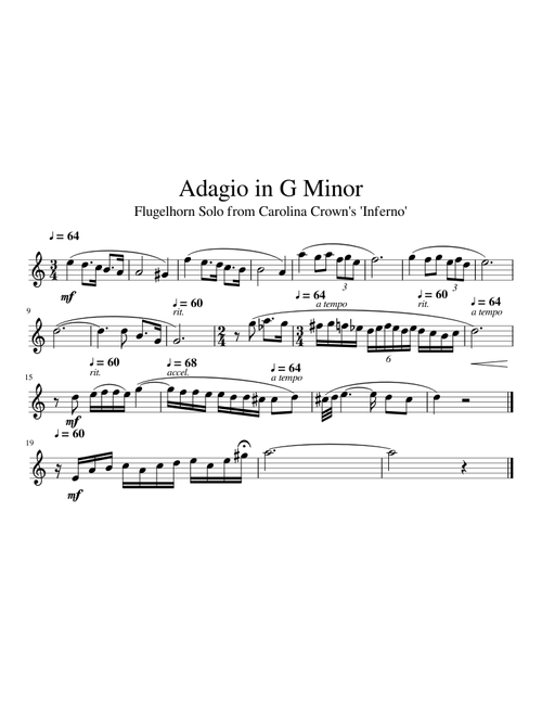 Adagio in G Minor: Flugelhorn Solo from Carolina Crown's 'Inferno'