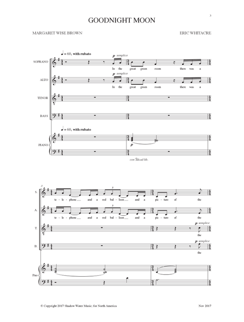Goodnight Moon (Arr. Eric Whitacre) (Choral, SATB)