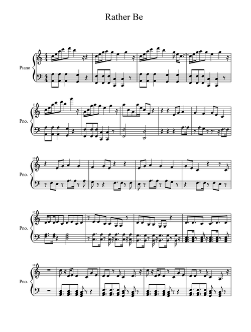Rather Be - Clean Bandit (easy key)