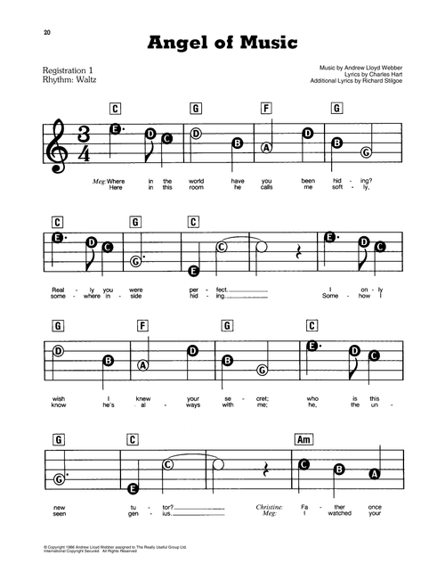 Angel Of Music (from The Phantom Of Opera) - Andrew Lloyd Webber, Charles Hart, Richard Stilgoe (E-Z Play Today)